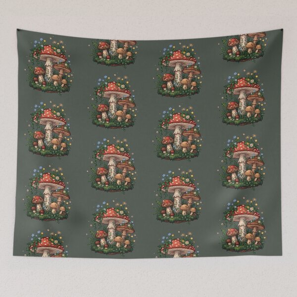 Item preview, Floral Mushrooms - Pixel Art designed and sold by Potato Quality Prints.