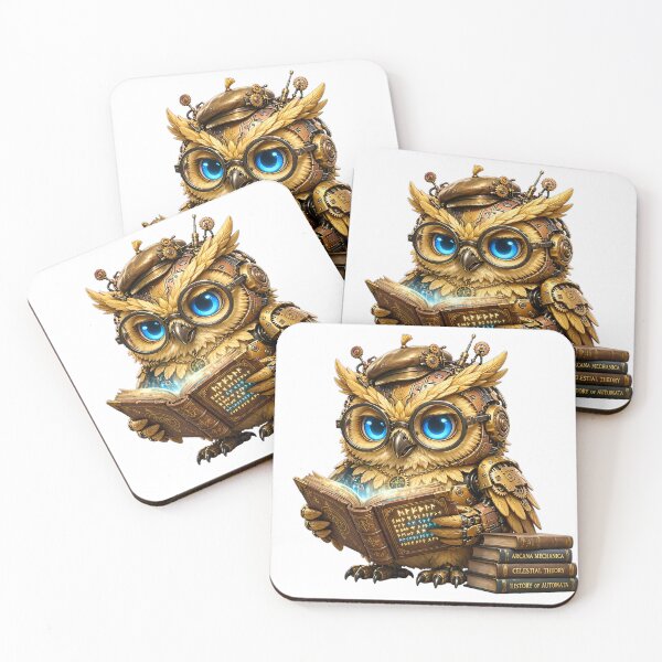 Item preview, Wise Mecha Owl Professor Reading Magic Book - Scholar Sticker designed and sold by Cyber Gold Studio.