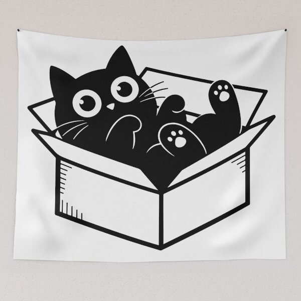 Item preview, Playful Black Cat in a Box designed and sold by Good_Things.