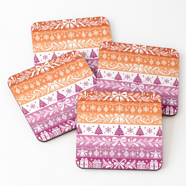 Item preview, Lesbian Pride Flag with Christmas Holiday Doodles designed and sold by Travelslightly.