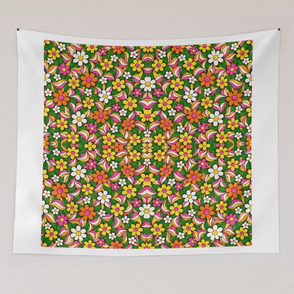 Item preview, Retro Floral Pattern – Groovy 70s Daisy Flowers, Colorful Vintage Botanical Design designed and sold by OddCritterCo.
