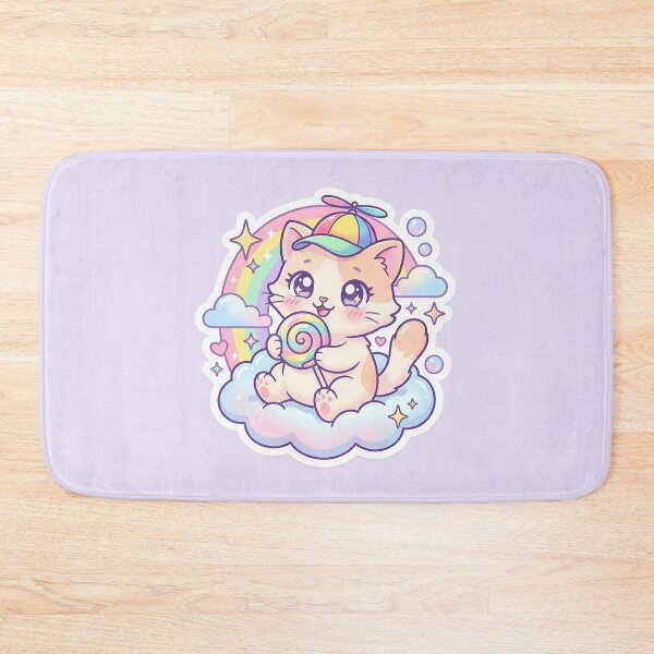 Item preview, Kawaii Cat in Propeller Hat - Pastel Rainbow & Lollipop Art designed and sold by Driesman.