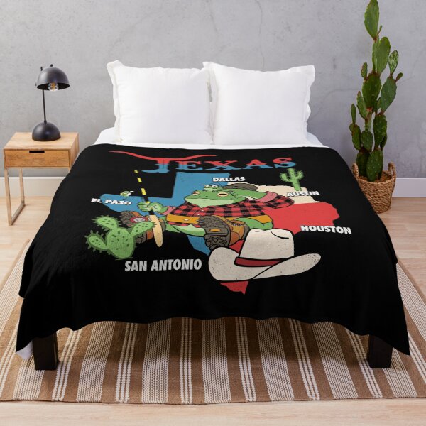 Item preview, Funny Texas Frogs Fishing State Map Illustration designed and sold by Designart68.