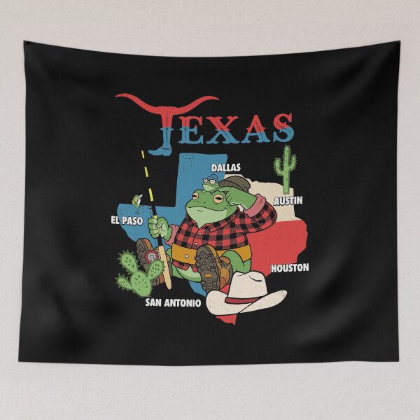 Item preview, Funny Texas Frogs Fishing State Map Illustration    designed and sold by Designart68.