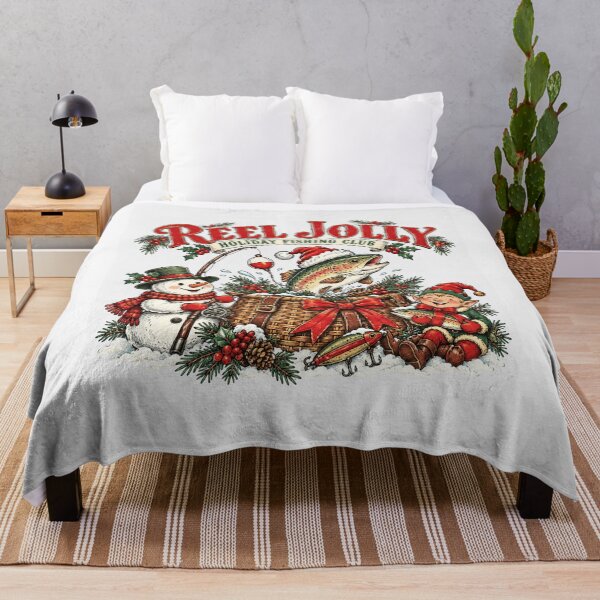 Item preview, Reel Jolly Holiday Fishing Club T-Shirt, Funny Christmas Fishing Gift, Vintage Fisherman Graphic Tee designed and sold by JoyBoyStudio1.