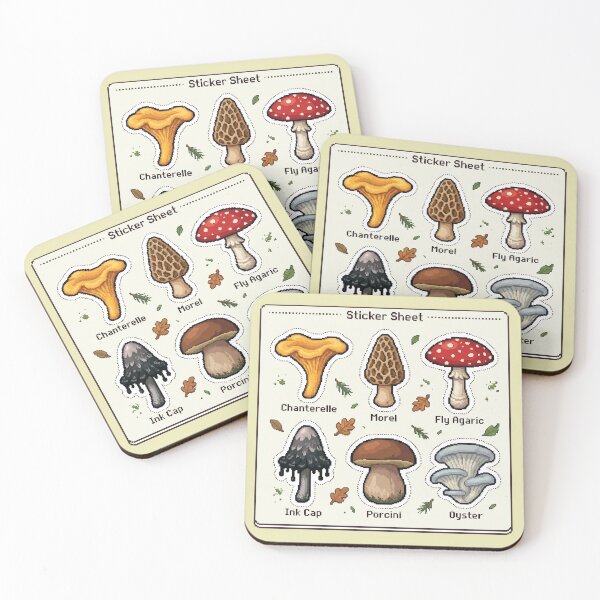 Item preview, Foraged Mushrooms Sticker Sheet - Pixel Art designed and sold by Potato Quality Prints.