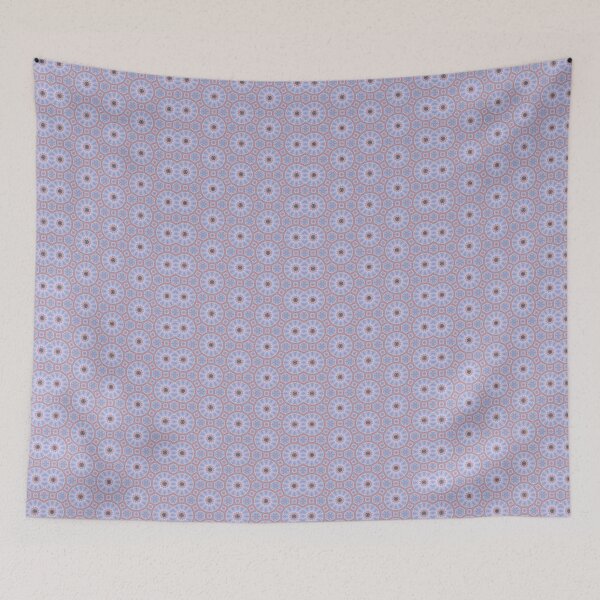 Item preview, Soft Lilac Coral Pink Pastel Blue Hexagonal Starburst Mosaic Mandala - Duvet Cover designed and sold by ArithraStudio.