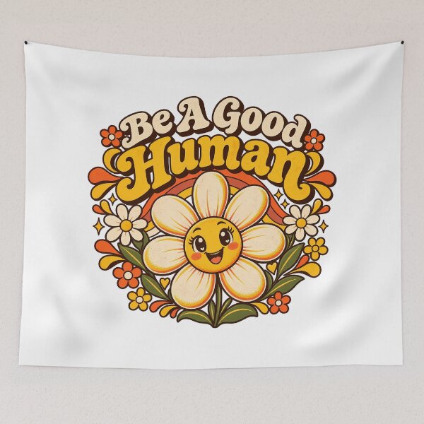 Item preview, Be A Good Human Cute Smiling Daisy Flower Kindness Retro designed and sold by Photo-Sphere101.