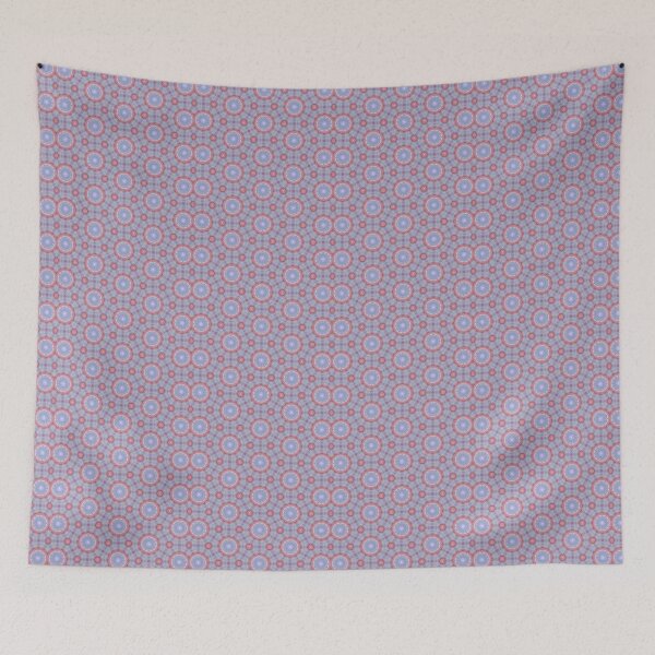 Item preview, Coral Pink Soft Lilac Periwinkle Hexagonal Starburst Mosaic Mandala - Duvet Cover designed and sold by ArithraStudio.