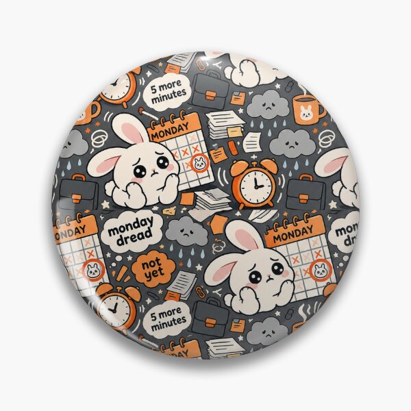 Item preview, Monday Dread Bunny Pattern — Funny Office Kawaii Seamless designed and sold by Visual Dept..