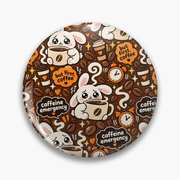 Item preview, Caffeine Emergency Bunny Pattern — Coffee Kawaii Seamless designed and sold by Visual Dept..