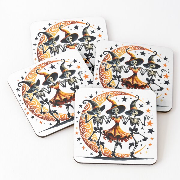 Item preview, Dancing Skeleton Witches – Crescent Moon Halloween Magic designed and sold by Pattern Arbor .