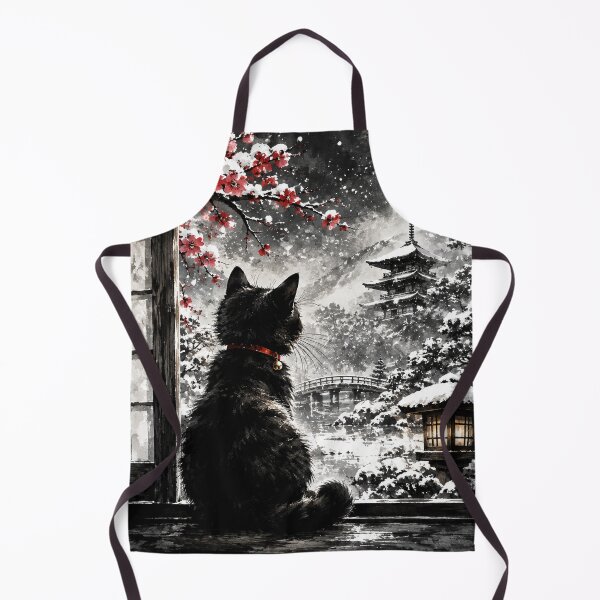 Item preview, Black Cat in a Snowy Japan designed and sold by ENOA007.