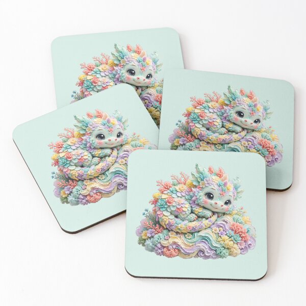 Item preview, Pastel Floral Baby Dragon Whimsical Illustration designed and sold by  One City Two Children Studio.
