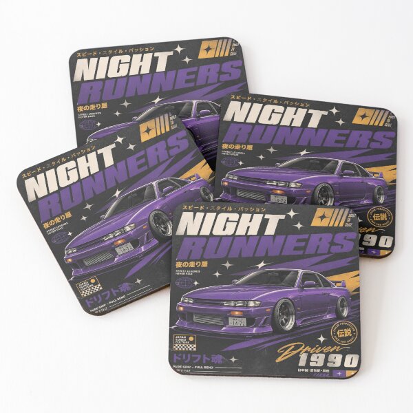 Item preview, Night Runners JDM Drift 1990 - Purple Japanese Sports Car Streetwear Graphic Tee designed and sold by Benidar.