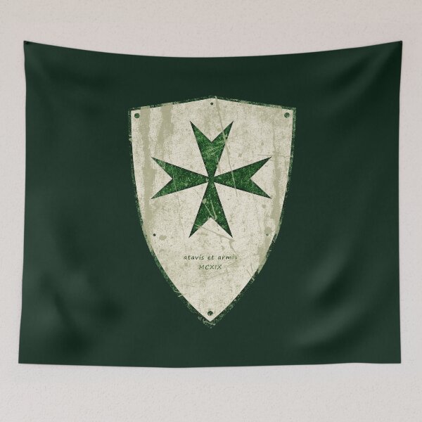 Item preview, Lazarus Relic Shield • Distressed Green Cross • Medieval Battle‑Worn Emblem designed and sold by worldwarvintage.