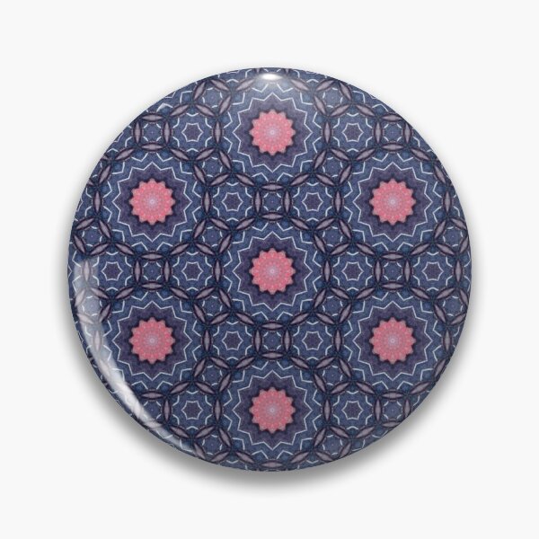 Item preview, Deep Indigo Coral Pink White Zigzag Stitching Hexagonal Starburst Mosaic Mandala - Duvet Cover designed and sold by ArithraStudio.