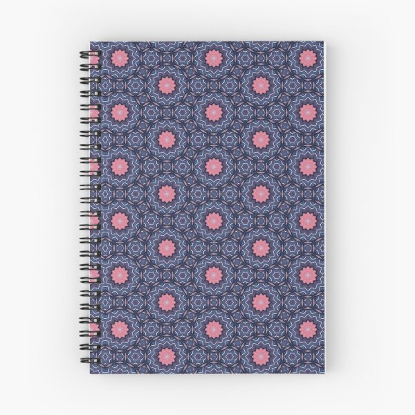 Item preview, Deep Indigo Coral Pink White Zigzag Stitching Hexagonal Starburst Mosaic Mandala - Duvet Cover designed and sold by ArithraStudio.
