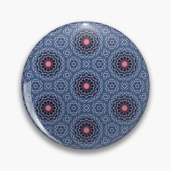 Item preview, Deep Indigo Coral Pink White Stitched Lattice Hexagonal Starburst Mandala - Duvet Cover designed and sold by ArithraStudio.