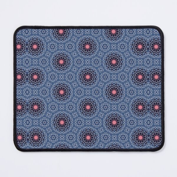 Item preview, Deep Indigo Coral Pink White Stitched Lattice Hexagonal Starburst Mandala - Duvet Cover designed and sold by ArithraStudio.