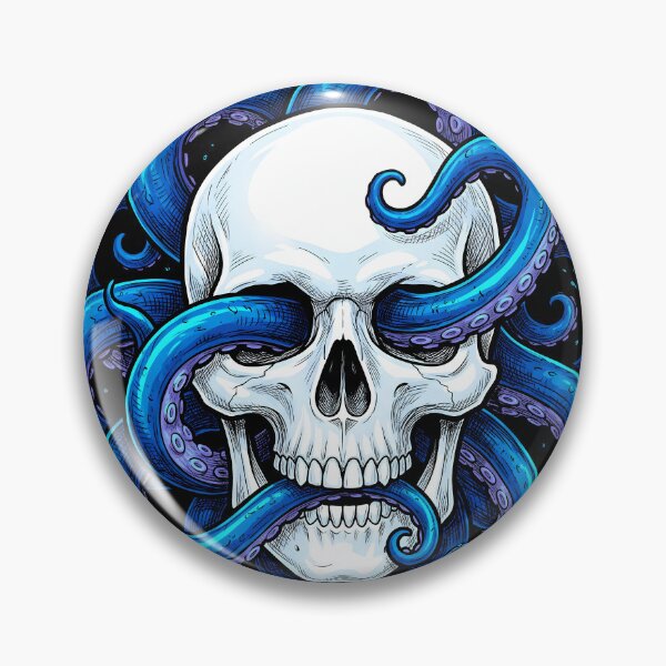 Item preview, Blue Octopus Wraps Its Tentacles Around a White Skull designed and sold by MisteryDesigner.