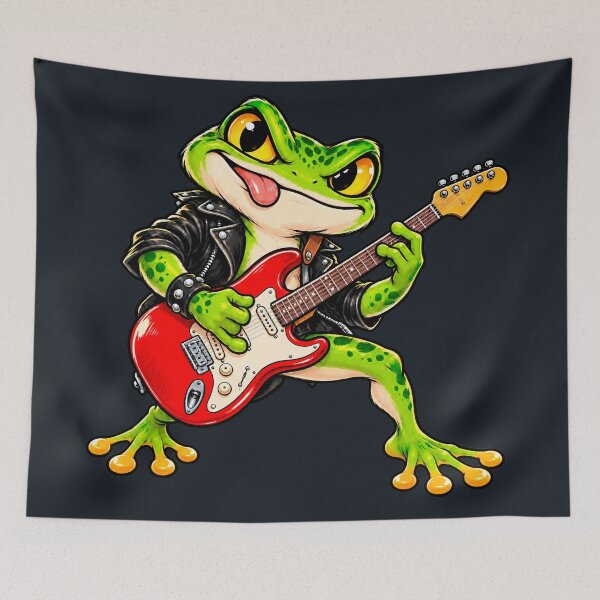 Item preview, Rock Frog Playing Red Electric Guitar designed and sold by ImagenFusionP.