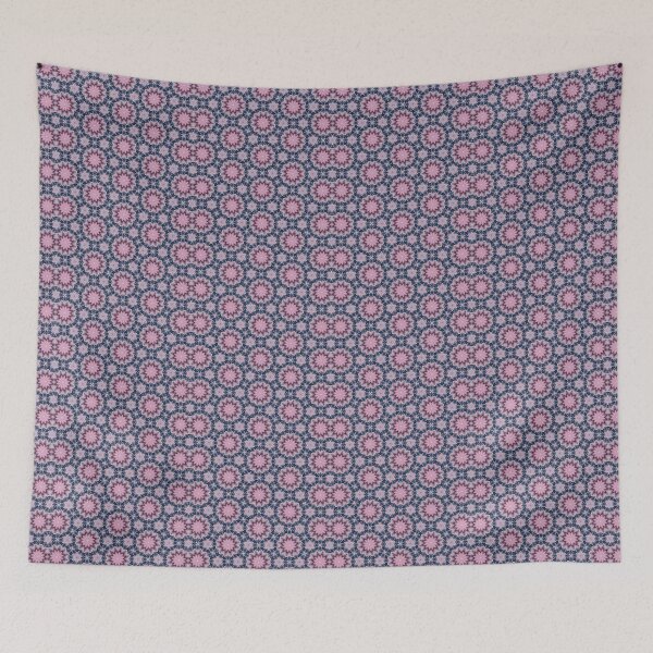 Item preview, Soft Lilac Coral Pink Indigo Stitched Hexagonal Starburst Mosaic Mandala - Duvet Cover designed and sold by ArithraStudio.