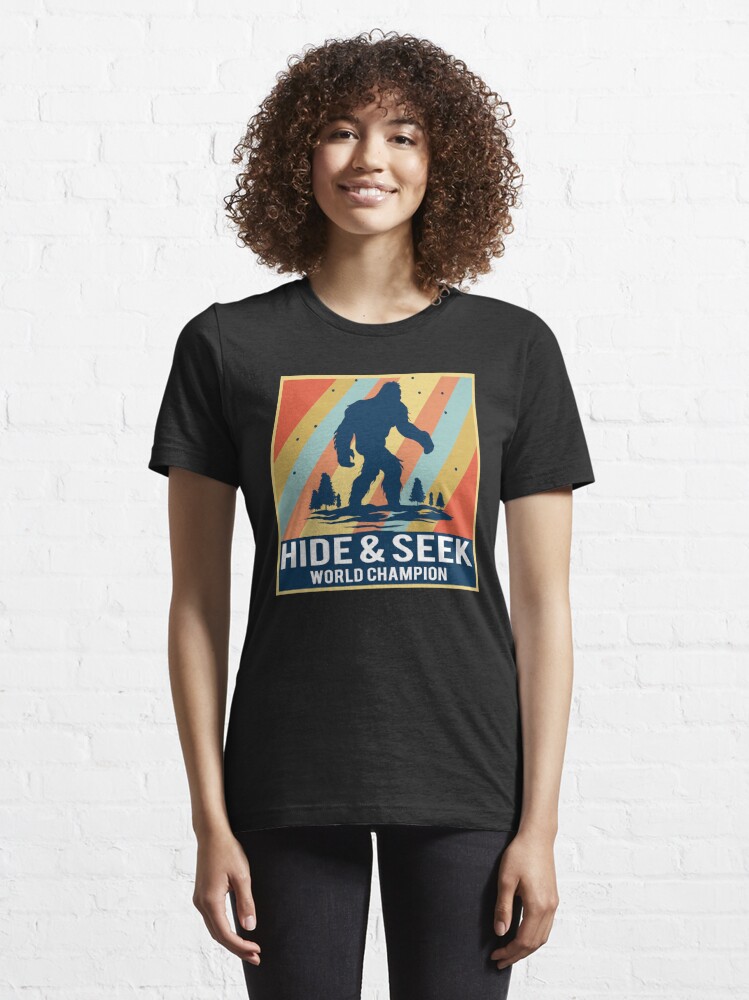 Bigfoot is Real - Hide and Seek Vintage Retro T-Shirt Essential T-Shirt  for Sale by Teeshirtrepub