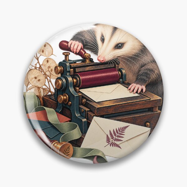 Item preview, Opossum Letterpress Botanical Snail Mail designed and sold by Drip stamp.