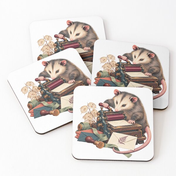 Item preview, Opossum Letterpress Botanical Snail Mail designed and sold by Drip stamp.