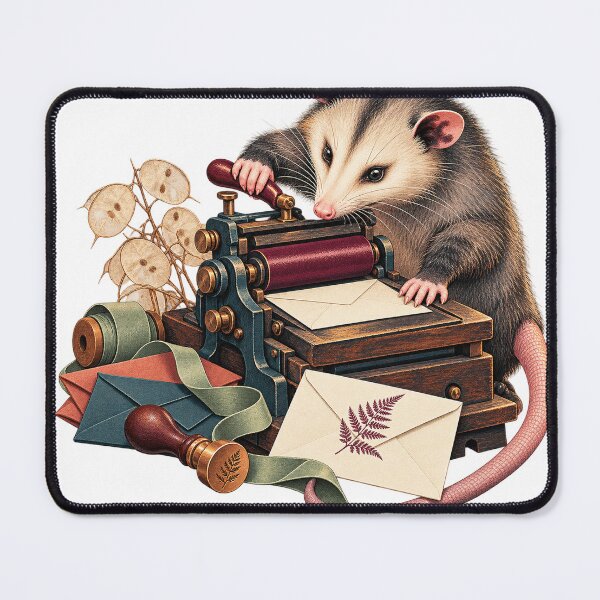 Item preview, Opossum Letterpress Botanical Snail Mail designed and sold by Drip stamp.