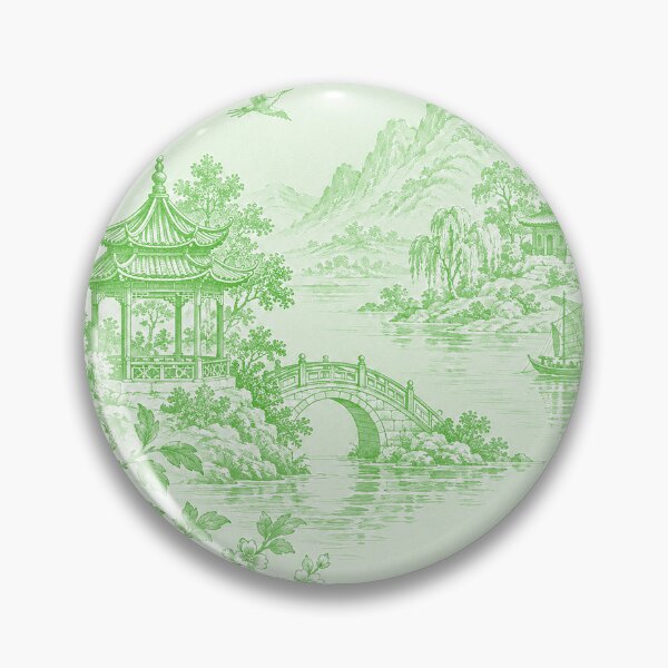 Item preview, Green Chinoiserie Asian Landscape designed and sold by GraphicAllusion.