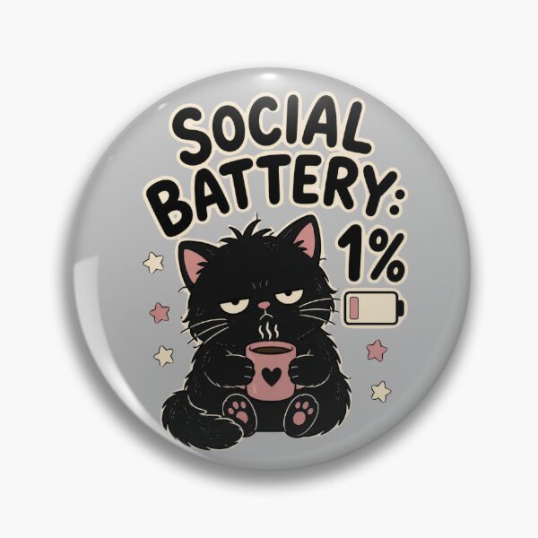 Item preview, Social Battery 1% Black Cat designed and sold by aminomen.