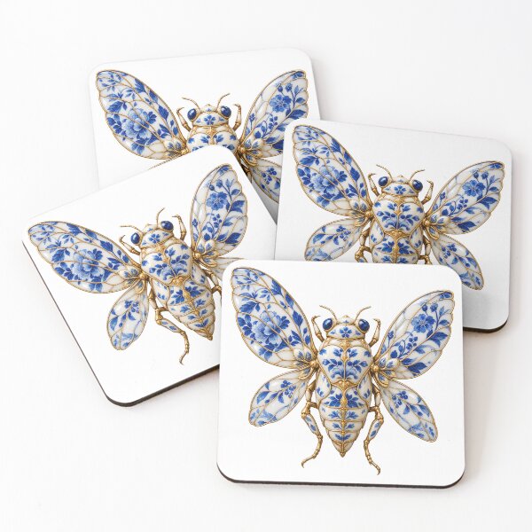 Item preview, Porcelain Cicada Blue White Botanical Brooch designed and sold by Drip stamp.