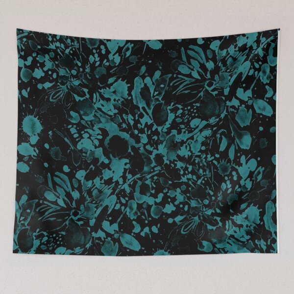 Item preview, Dark Teal Splatter Floral Seamless Pattern designed and sold by Owcomm.