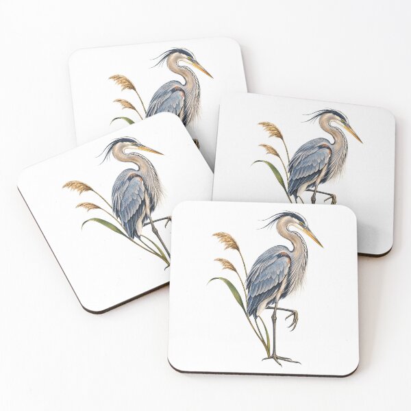 Item preview, Great Blue Heron Marsh Reed Ink Study designed and sold by Drip stamp.
