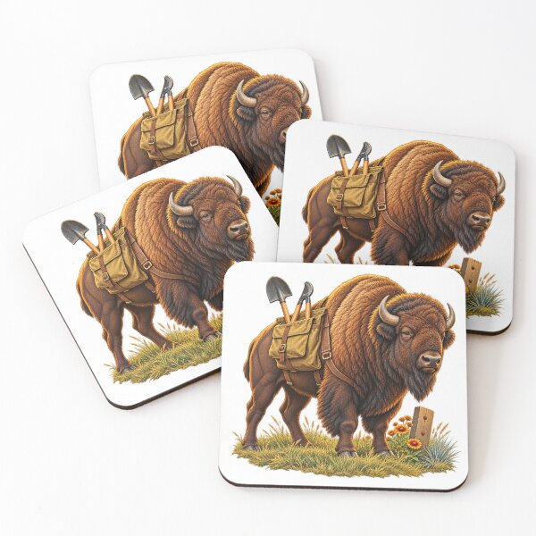 Item preview, Bison Trail Steward Vintage Conservation Illustration designed and sold by Drip stamp.