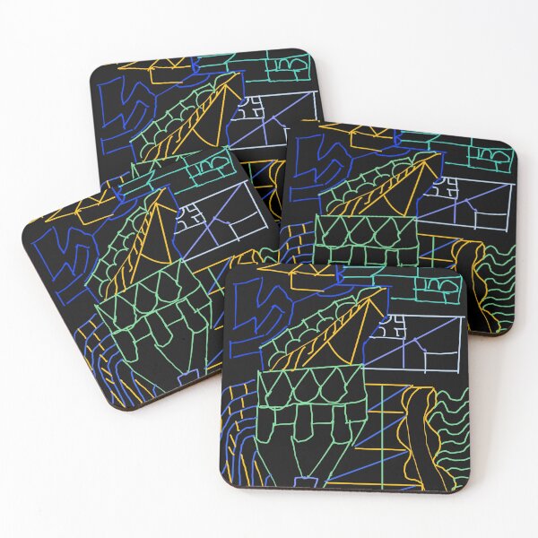 Item preview, black background pattern with unique shapes designed and sold by yousef-moh5251.