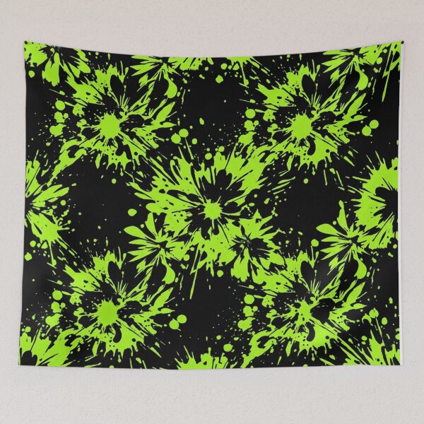 Item preview, Electric Lime Paint Splatter Floral Pattern designed and sold by Owcomm.