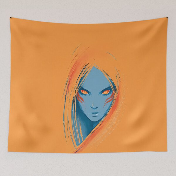 Item preview, Blue Alien Girl Orange Eyes Portrait Art designed and sold by Lunat1kk.