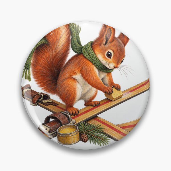 Item preview, Red Squirrel Waxing Vintage Wooden Skis designed and sold by Drip stamp.