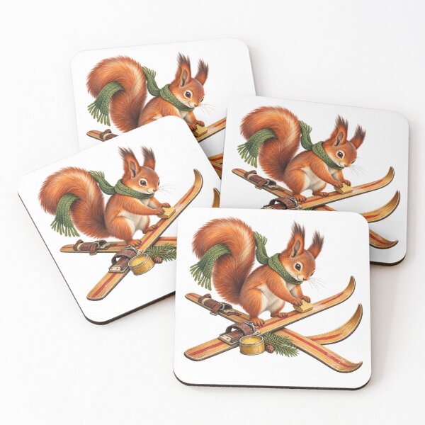 Item preview, Red Squirrel Waxing Vintage Wooden Skis designed and sold by Drip stamp.