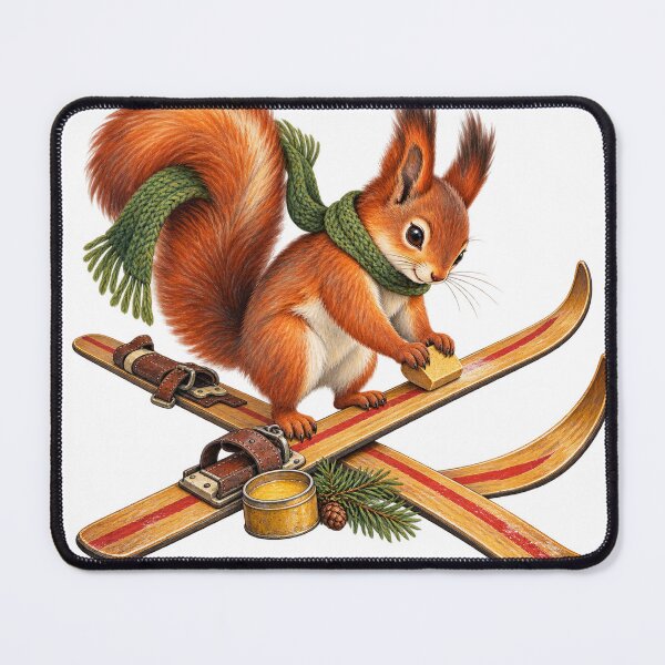 Item preview, Red Squirrel Waxing Vintage Wooden Skis designed and sold by Drip stamp.