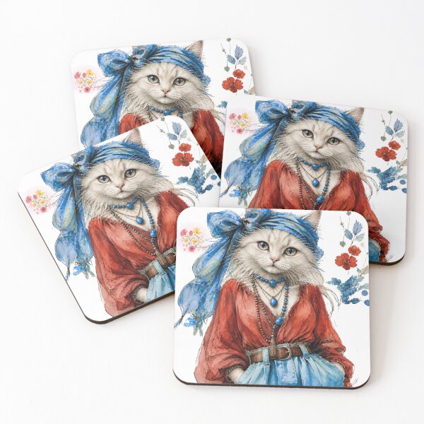 Item preview, Cat with Blue Accessories funny design designed and sold by FlowerSeller1.