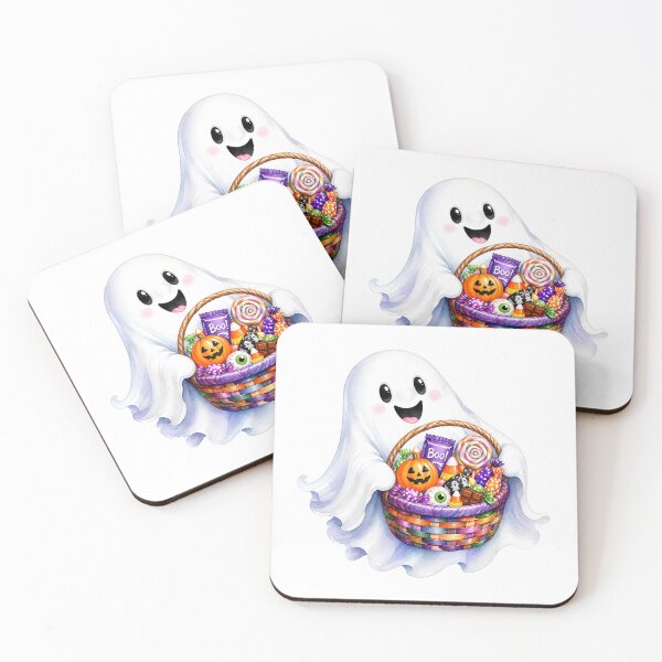 Item preview, Watercolor Halloween Ghost with Candy Basket designed and sold by silviaol.