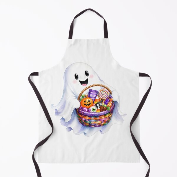 Item preview, Watercolor Halloween Ghost with Candy Basket designed and sold by silviaol.