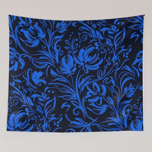 Item preview, Elegant Cobalt Blue Floral Swirl Seamless Pattern designed and sold by Owcomm.