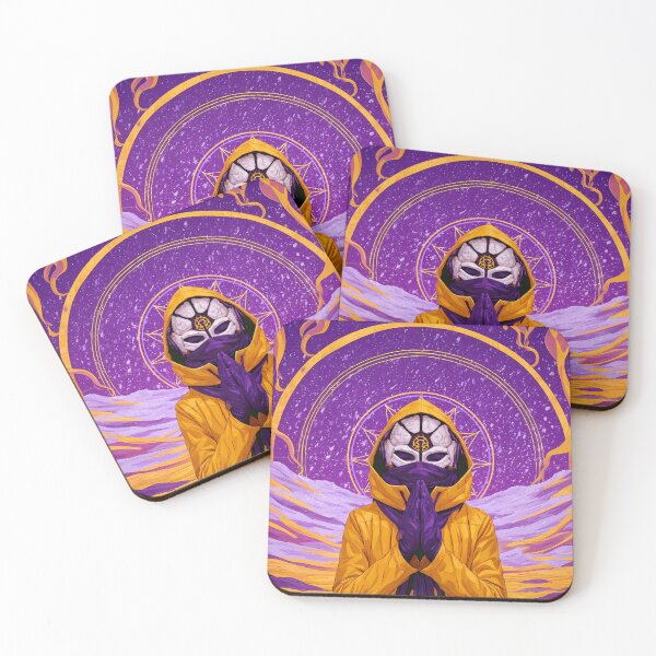 Item preview, Yellow Hooded Masked Monk Praying Cosmic Art designed and sold by Lunat1kk.