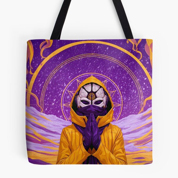 Item preview, Yellow Hooded Masked Monk Praying Cosmic Art designed and sold by Lunat1kk.