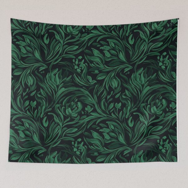 Item preview, Dark Emerald Green Damask Floral Pattern designed and sold by Owcomm.